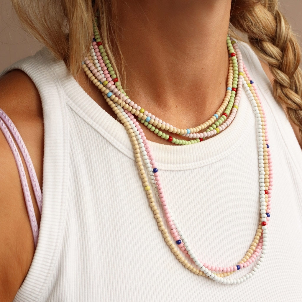 LULU Copenhagen Color Ball Halskæde Necklaces Buttercream/Light Blue