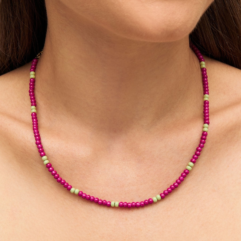 LULU Copenhagen Color Ball Halskæde kort Necklaces Plum/Silk Light Green