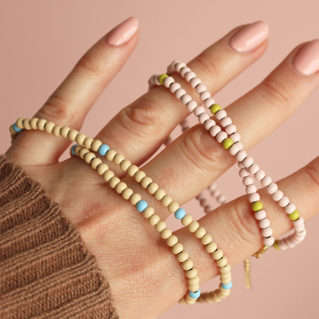 LULU Copenhagen Color Ball Halskæde kort Necklaces Silke Light Pink/ Lime