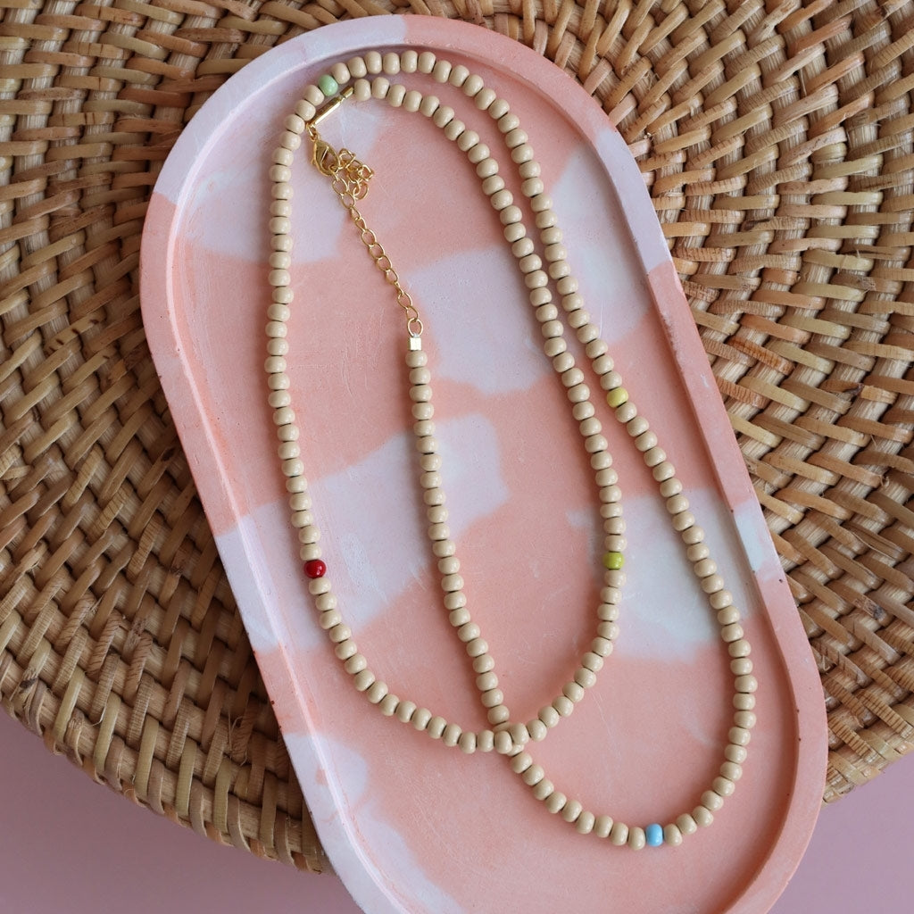 LULU Copenhagen Color Ball Halskæde lang Necklaces Buttercream/Multi