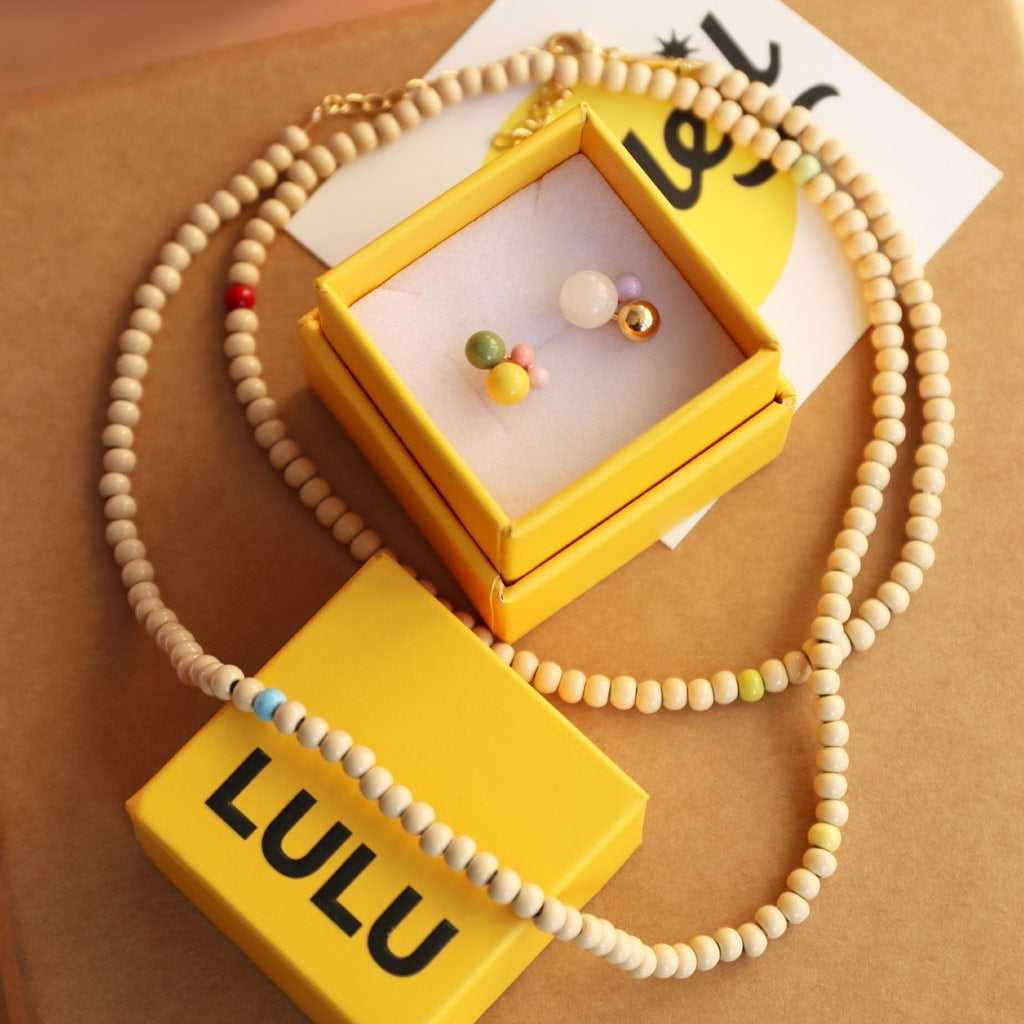 LULU Copenhagen Color Ball Halskæde lang Necklaces Buttercream/Multi