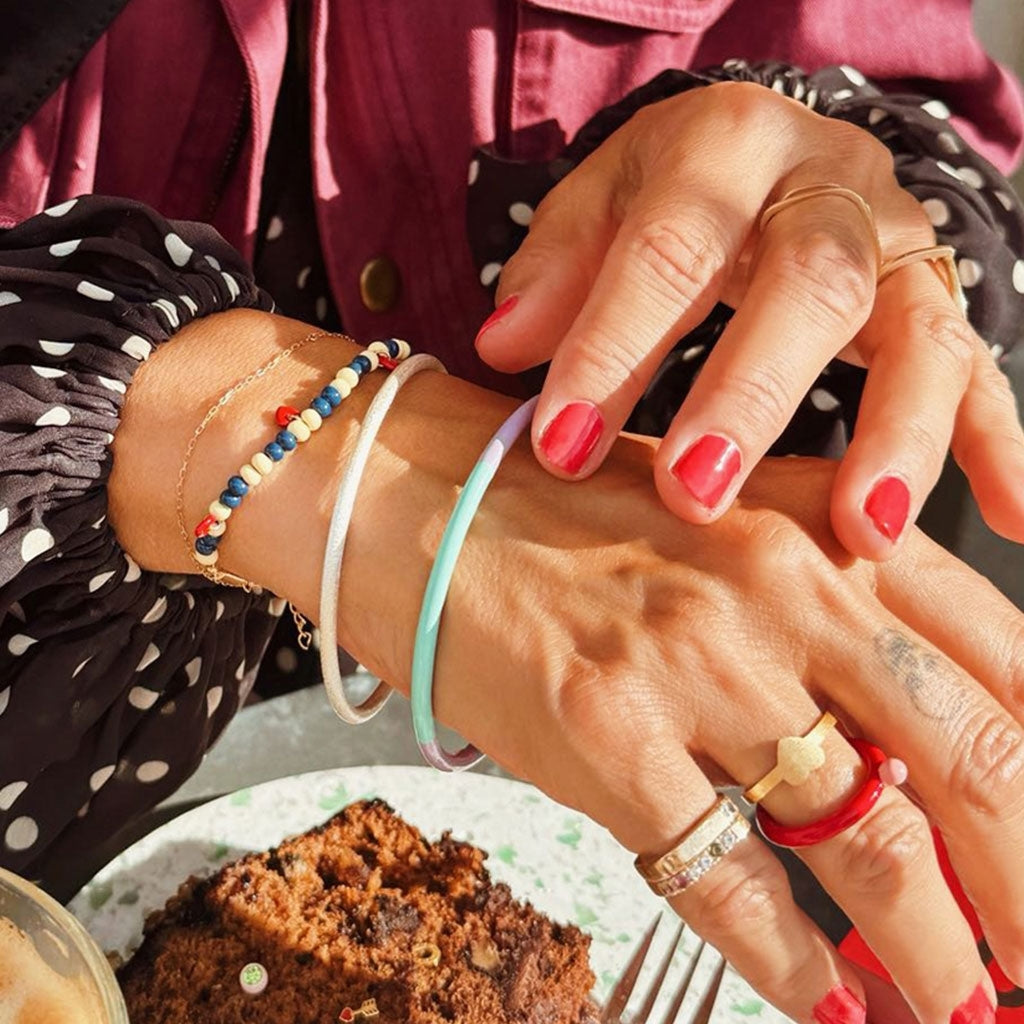 LULU Copenhagen Color Ball Heart Armbånd Bracelets Soft Yellow/Retro Dark Blue