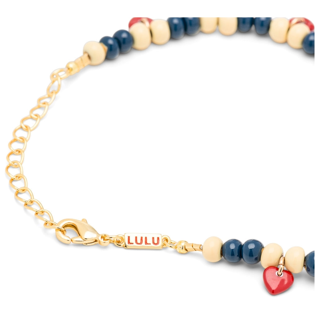 LULU Copenhagen Color Ball Heart Armbånd Bracelets Soft Yellow/Retro Dark Blue