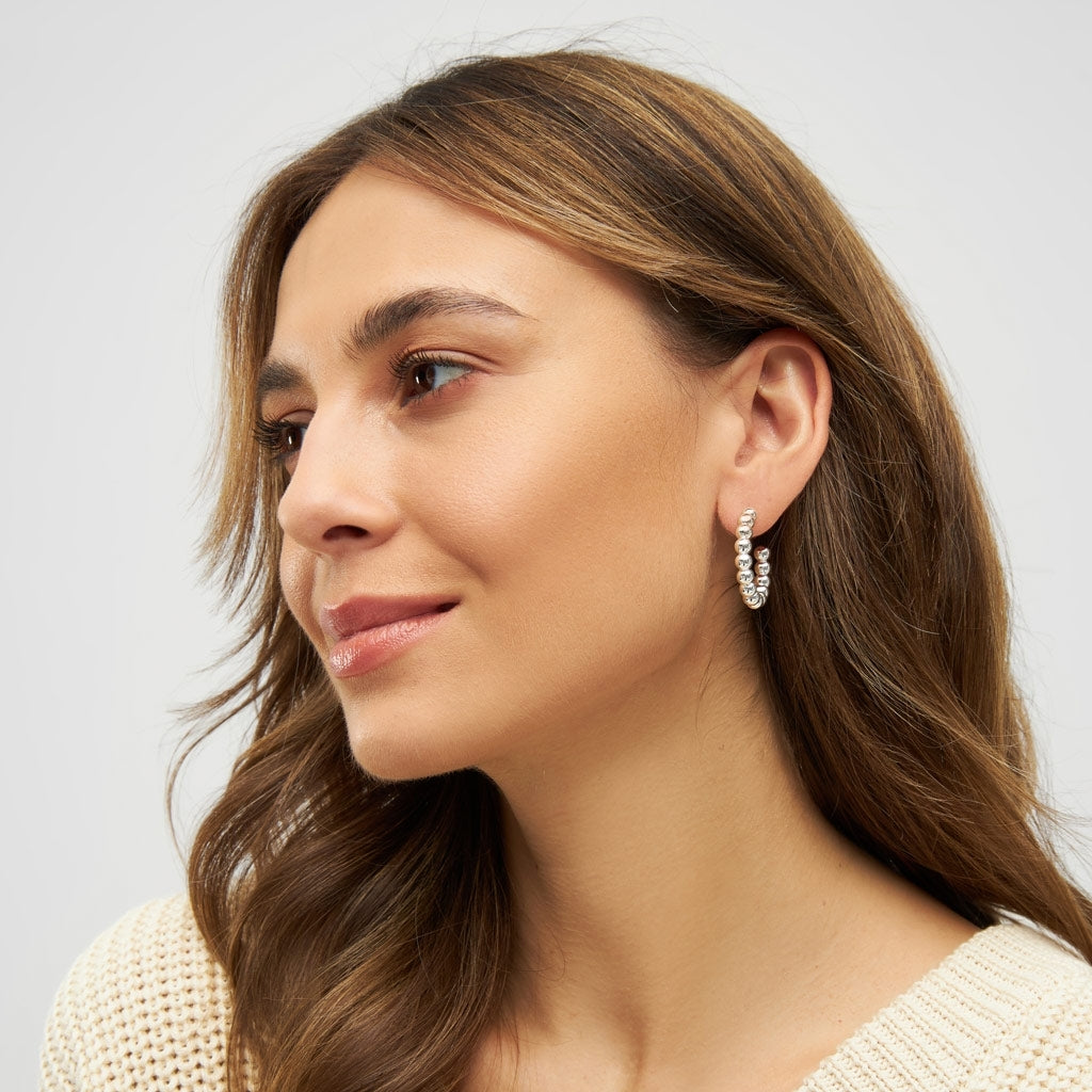 LULU Copenhagen Color Ball Hoops Large par Hoops Silver Plated