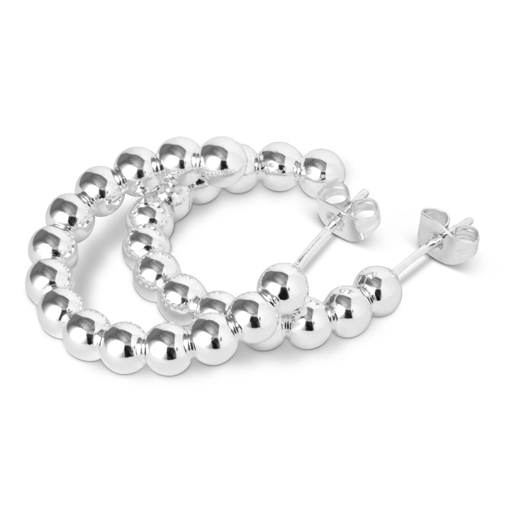 LULU Copenhagen Color Ball Hoops Large par Hoops Silver Plated