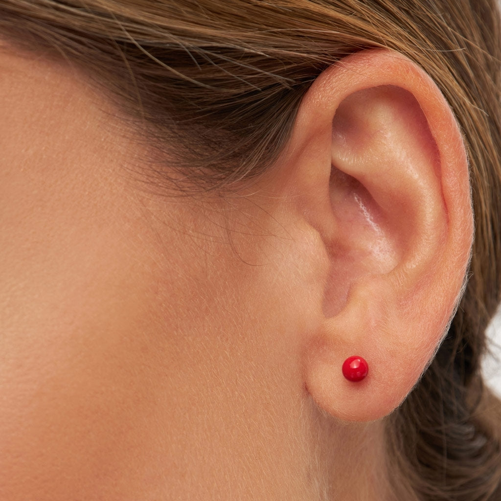 LULU Copenhagen Color Ball Medium ørering 1 stk Ear stud, 1 pcs Passion Red