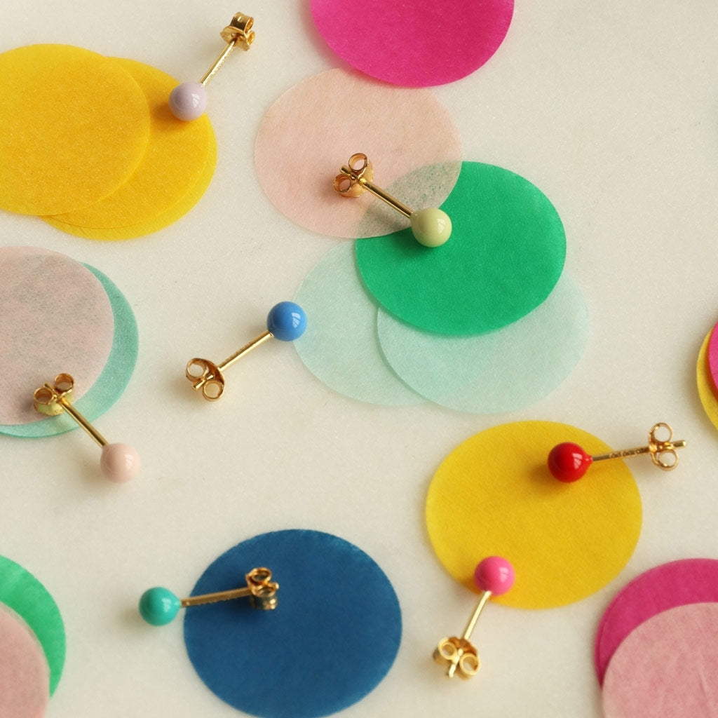 LULU Copenhagen Color Ball Medium ørering 1 stk Ear stud, 1 pcs Pink Koral