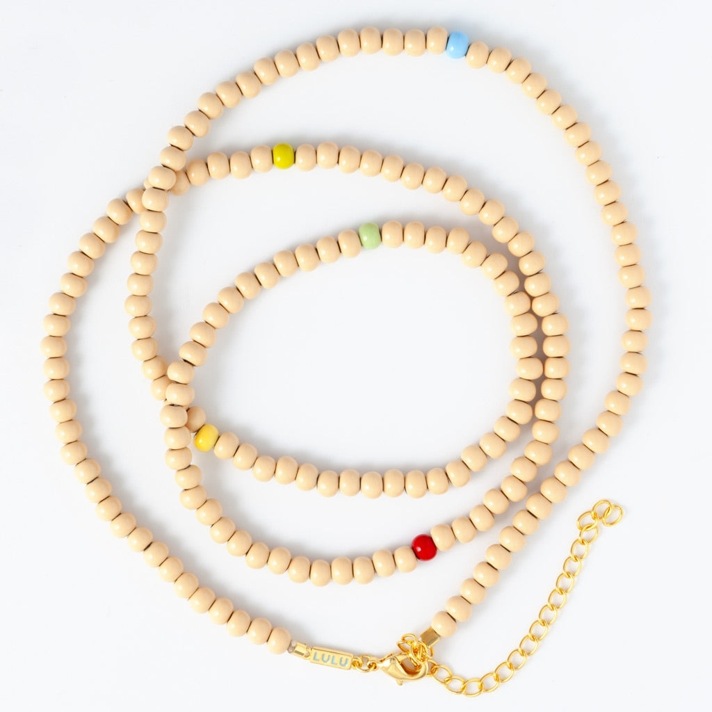 LULU Copenhagen Color Ball Halskæde lang Necklaces Buttercream/Multi