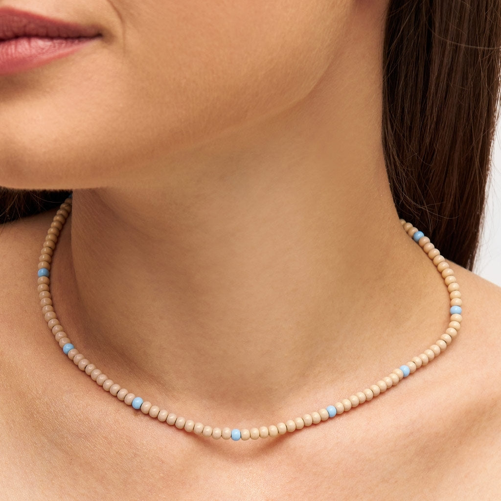LULU Copenhagen Color Ball Halskæde kort Necklaces Buttercream/Light Blue