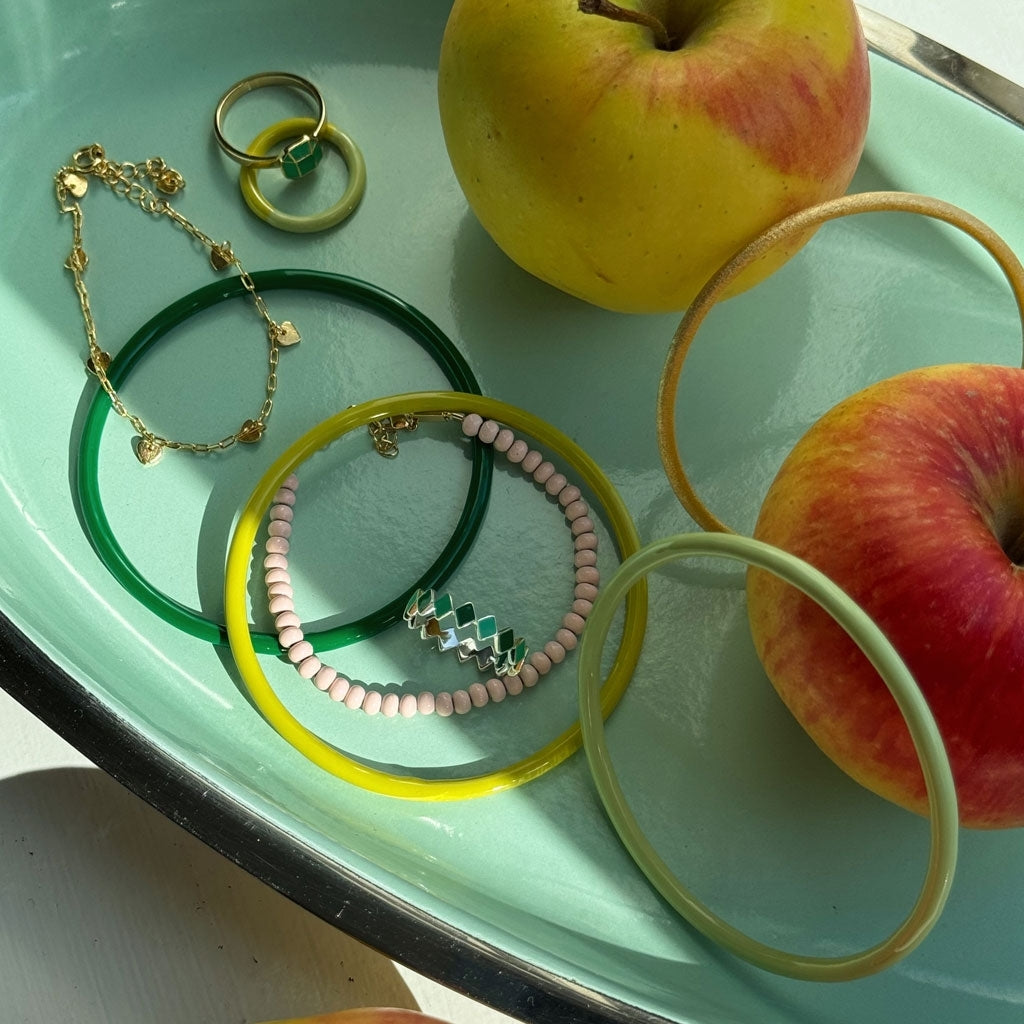 LULU Copenhagen Color Bangle Bracelets Silk Light Green