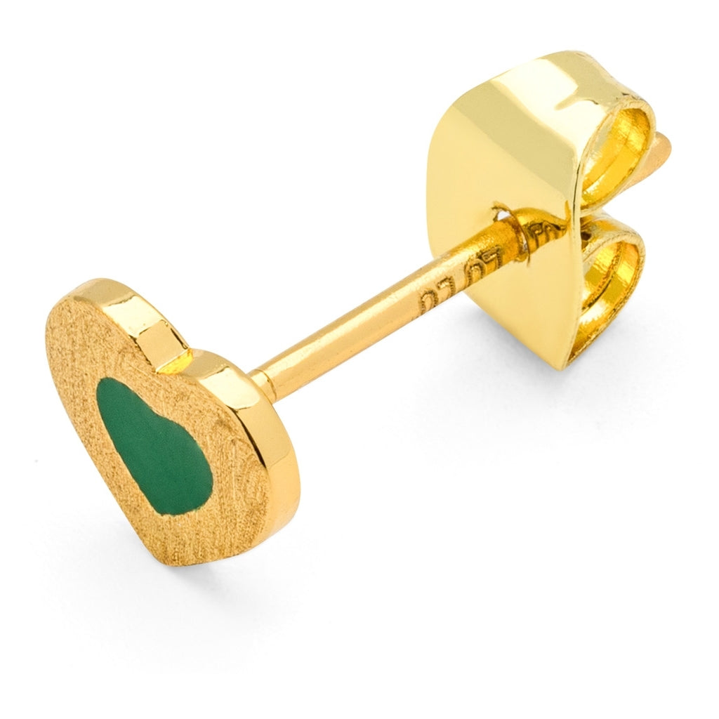 LULU Copenhagen Color Heart ørering 1 stk forgyldt Ear stud, 1 pcs Grøn