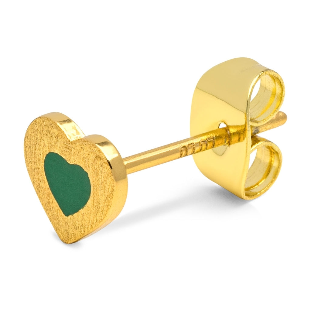 LULU Copenhagen Color Heart ørering 1 stk forgyldt Ear stud, 1 pcs Grøn