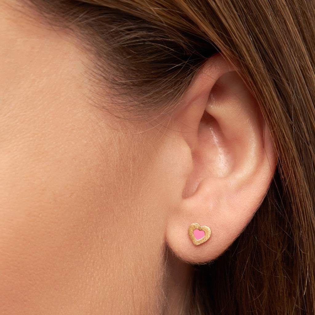 LULU Copenhagen Color Heart ørering 1 stk forgyldt Ear stud, 1 pcs Pink