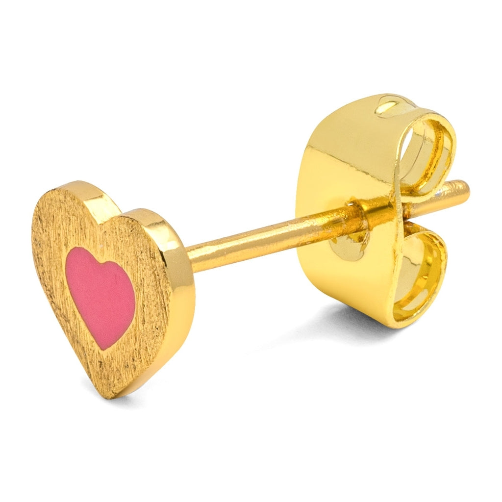 LULU Copenhagen Color Heart ørering 1 stk forgyldt Ear stud, 1 pcs Pink
