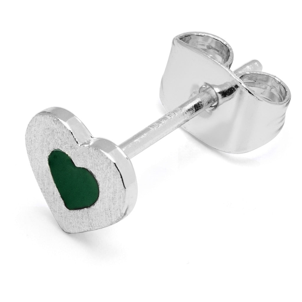 LULU Copenhagen Color Heart ørering 1 stk forsølvet Ear stud, 1 pcs Grøn