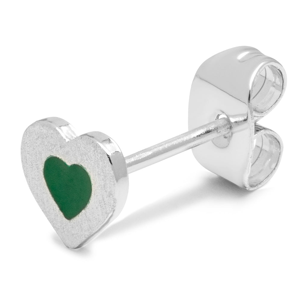 LULU Copenhagen Color Heart ørering 1 stk forsølvet Ear stud, 1 pcs Grøn
