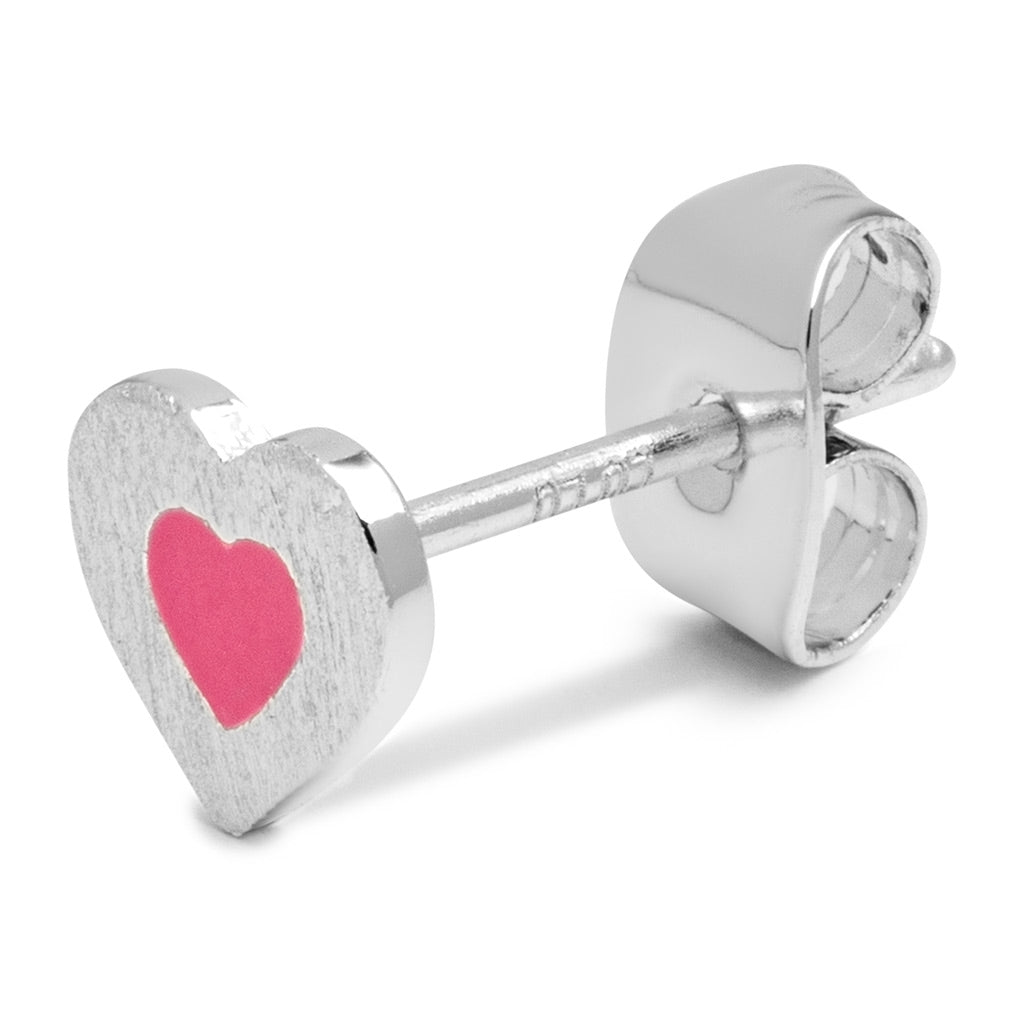 LULU Copenhagen Color Heart ørering 1 stk forsølvet Ear stud, 1 pcs Pink