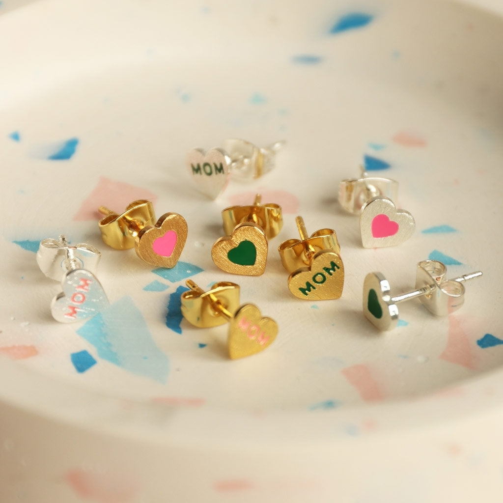 LULU Copenhagen Color Heart ørering 1 stk forsølvet Ear stud, 1 pcs Pink