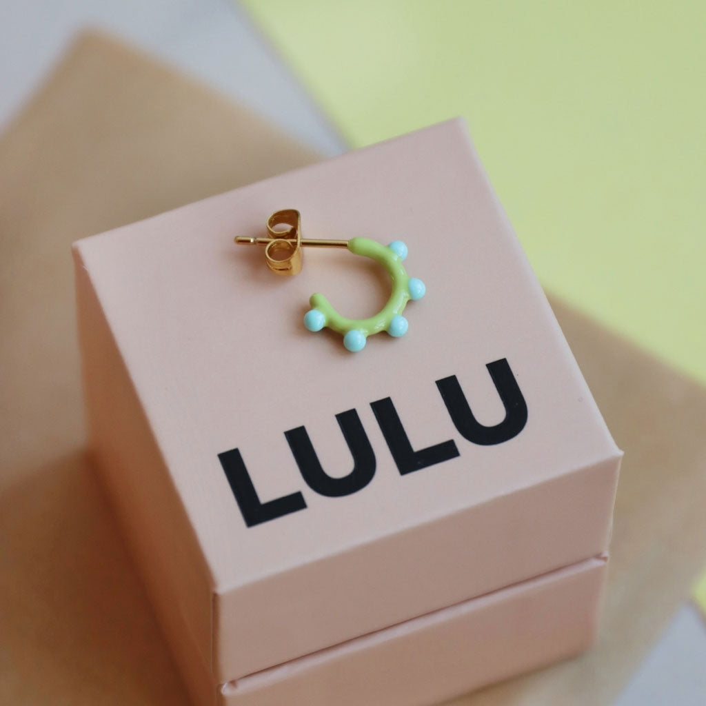 LULU Copenhagen Color Hoop Dot 1 stk Hoops Mint - Silk Light Green