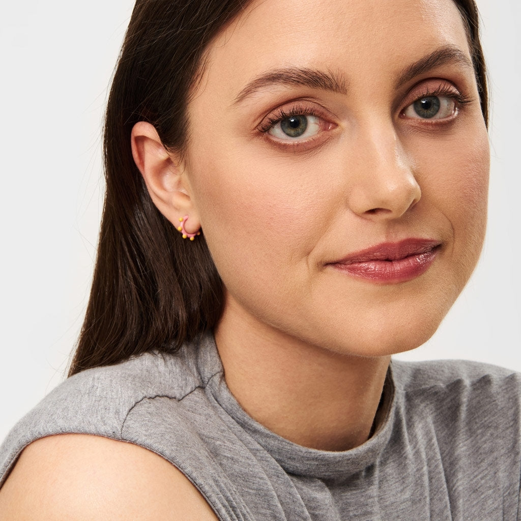 LULU Copenhagen Color Hoop Dot 1 stk Hoops Rose - Sunflower