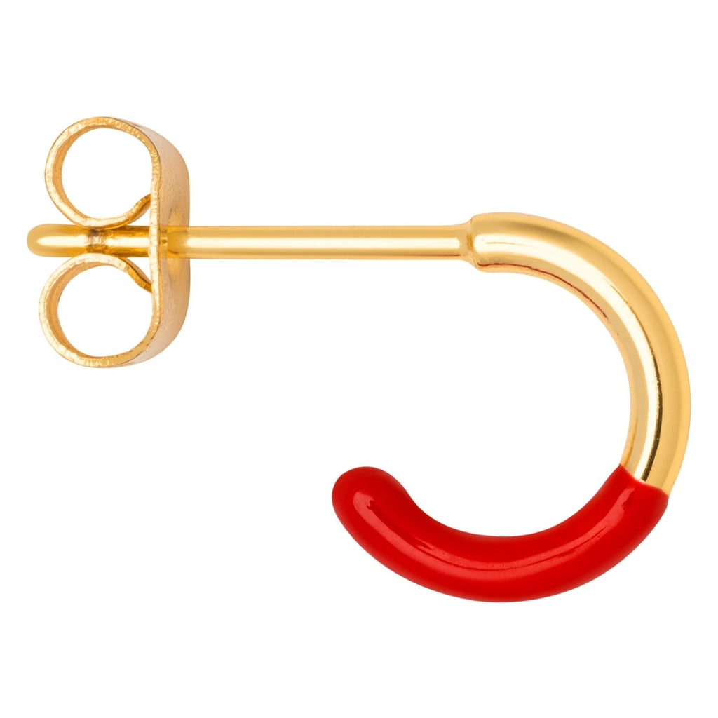 LULU Copenhagen Color Hoop Half Dip 1 stk forgyldt Hoops Passion Red