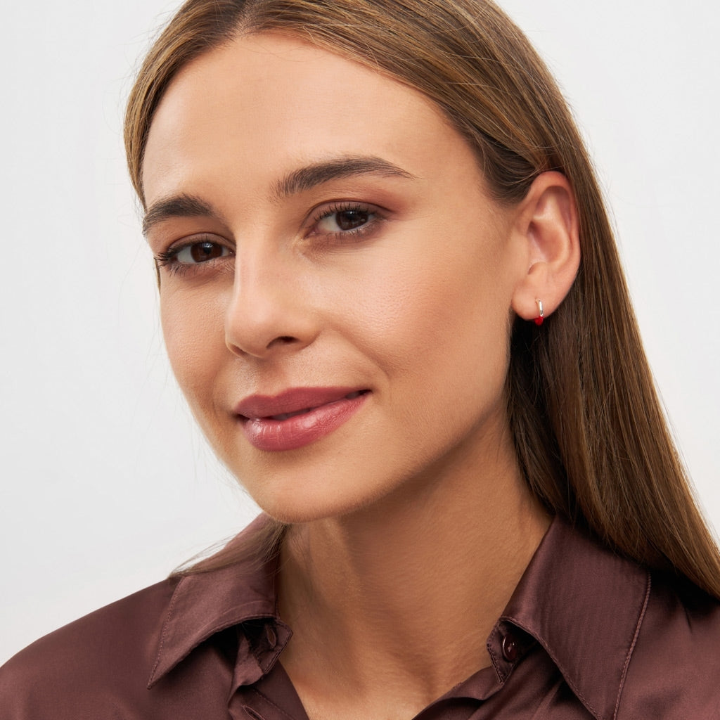 LULU Copenhagen Color Hoop Half Dip 1 stk forsølvet Hoops Passion Red