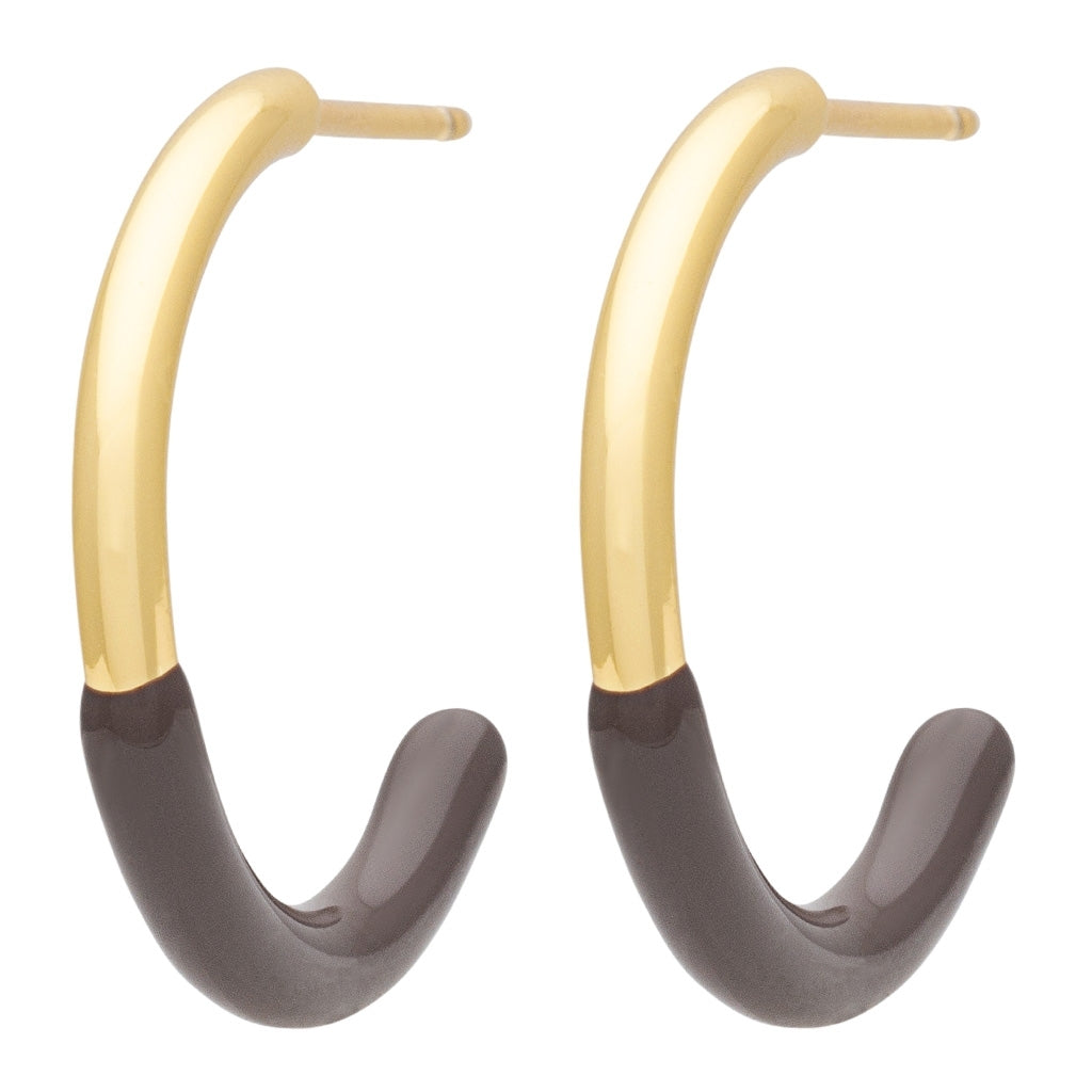 LULU Copenhagen Color Hoop half Dip Medium par - Forgyldt messing Hoops Cocoa Powder
