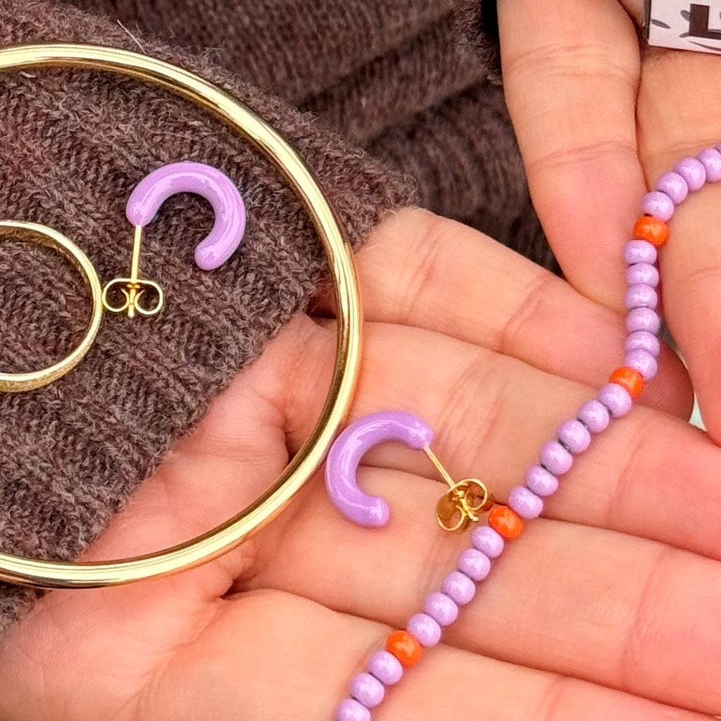 LULU Copenhagen Color Hoops Chunky Par Hoops Lilla