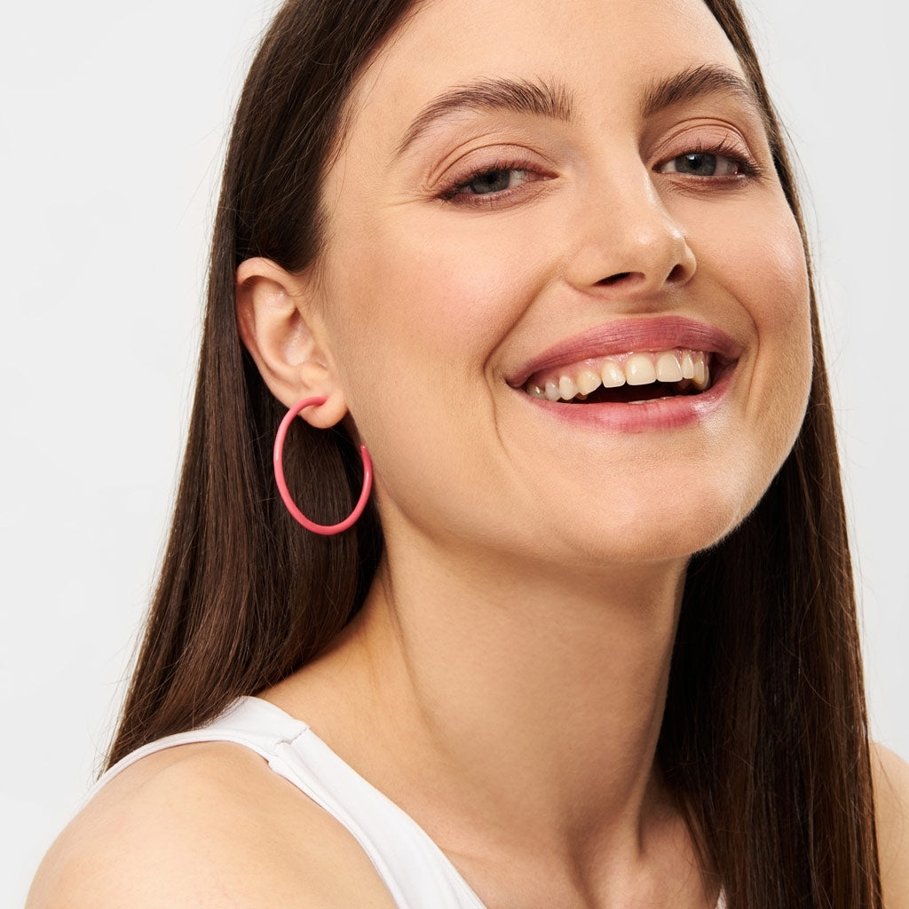 LULU Copenhagen Color Hoops Large par Hoops Pink Koral