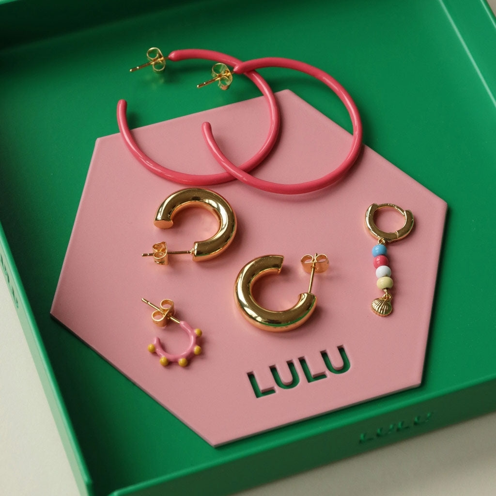 LULU Copenhagen Color Hoops Large par Hoops Pink Koral