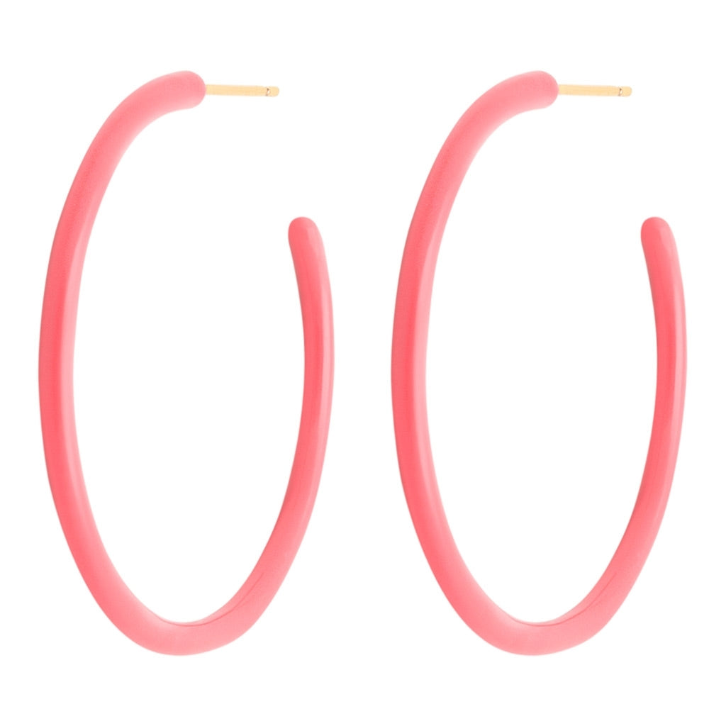 LULU Copenhagen Color Hoops Large par Hoops Pink Koral