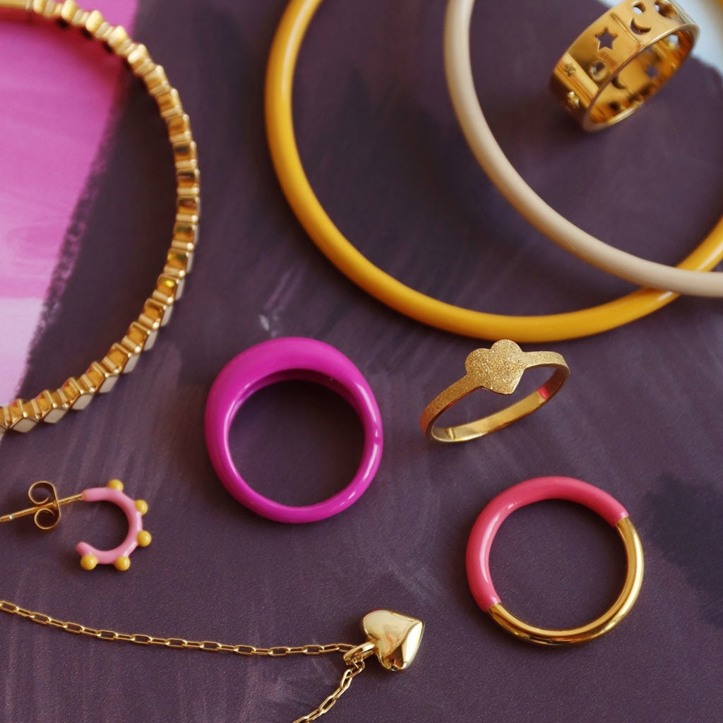 LULU Copenhagen Color Ring Chunky Rings Electric Fuchsia Pink