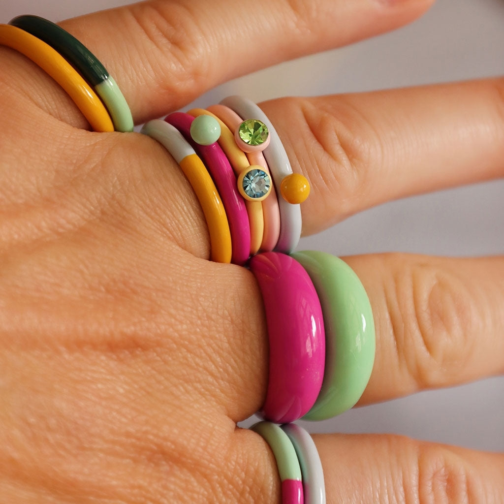 LULU Copenhagen Color Ring Chunky Rings Seasalt Green