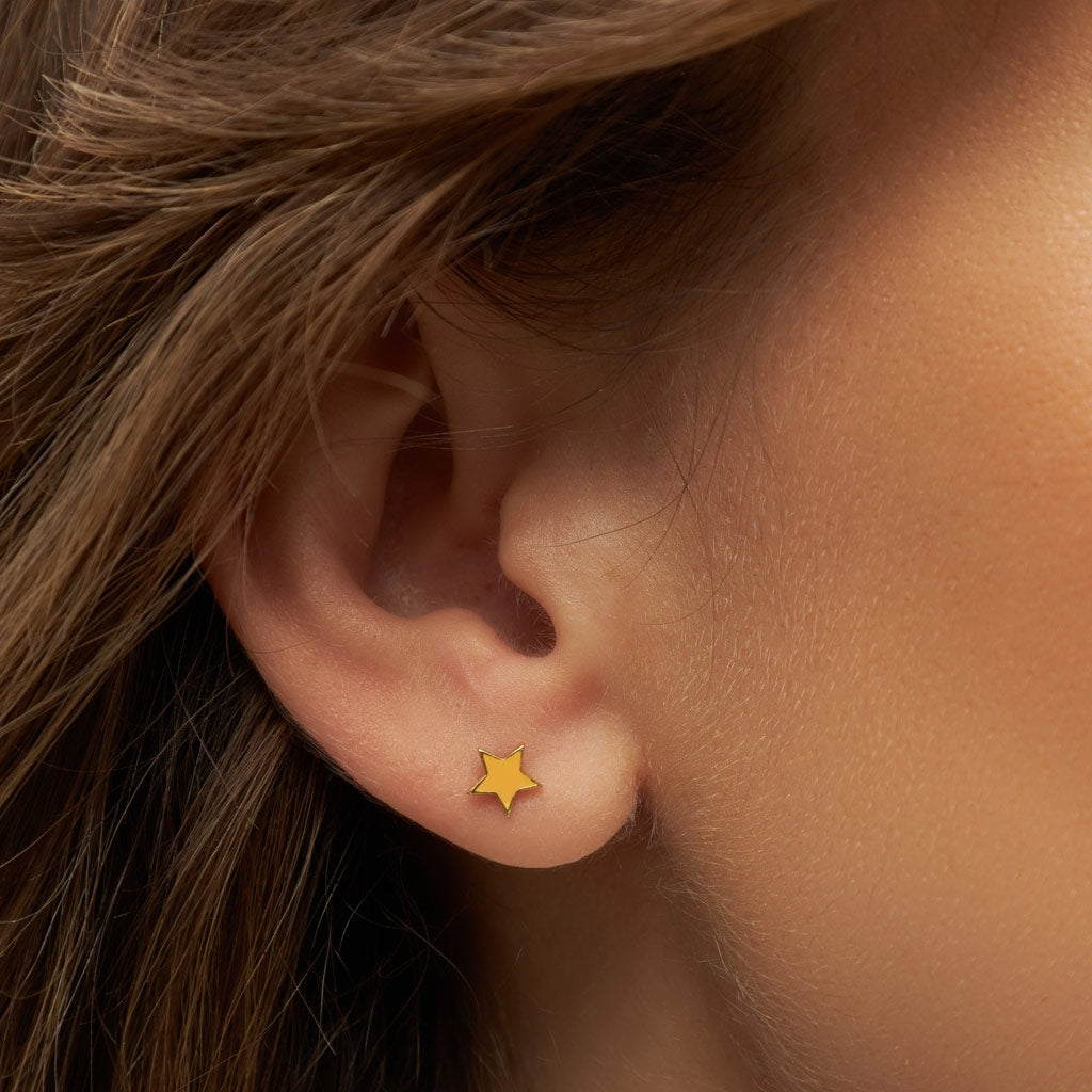 LULU Copenhagen Color Star ørering 1 stk forgyldt Ear stud, 1 pcs Marigold