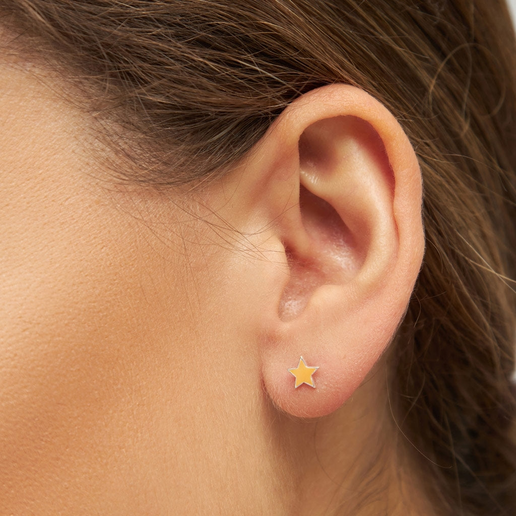 LULU Copenhagen Color Star ørering 1 stk sølv Ear stud, 1 pcs Marigold