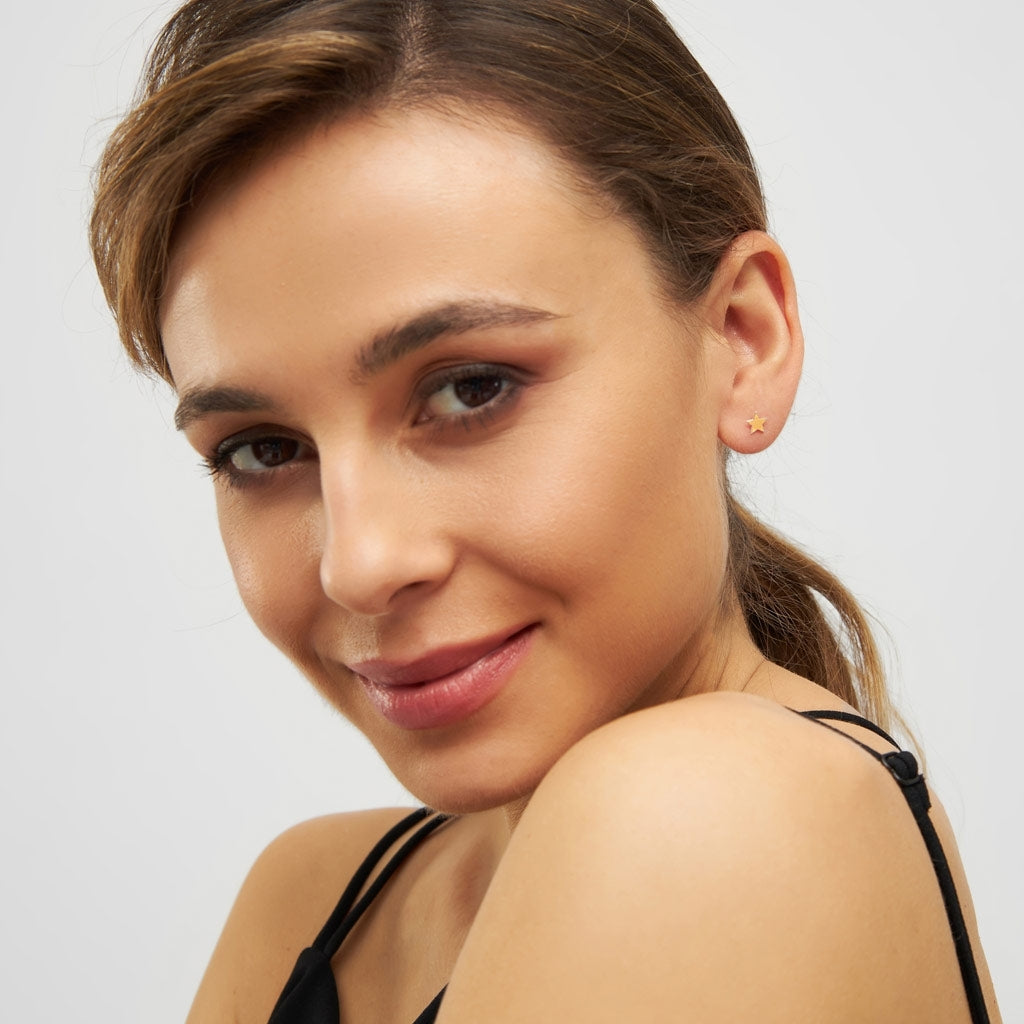 LULU Copenhagen Color Star ørering 1 stk sølv Ear stud, 1 pcs Marigold