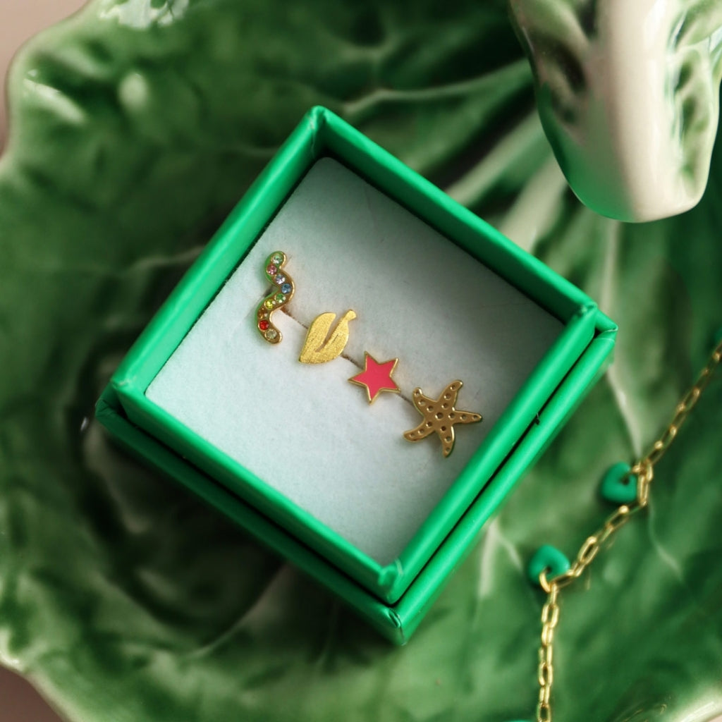 LULU Copenhagen Color Star ørering 1 stk sølv Ear stud, 1 pcs Marigold