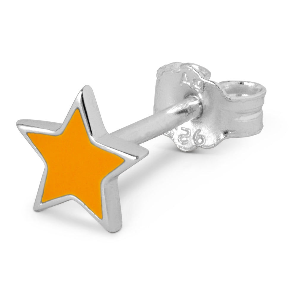 LULU Copenhagen Color Star ørering 1 stk sølv Ear stud, 1 pcs Marigold