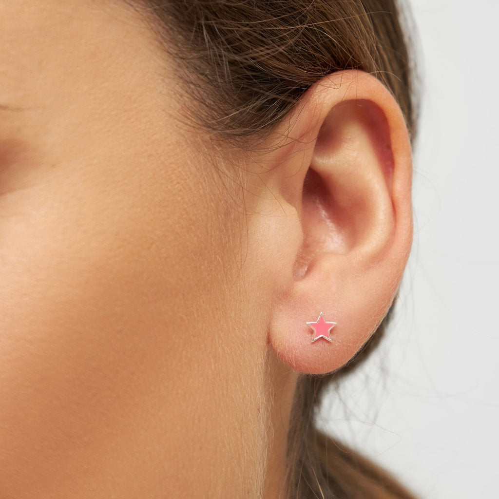 LULU Copenhagen Color Star ørering 1 stk sølv Ear stud, 1 pcs Pink