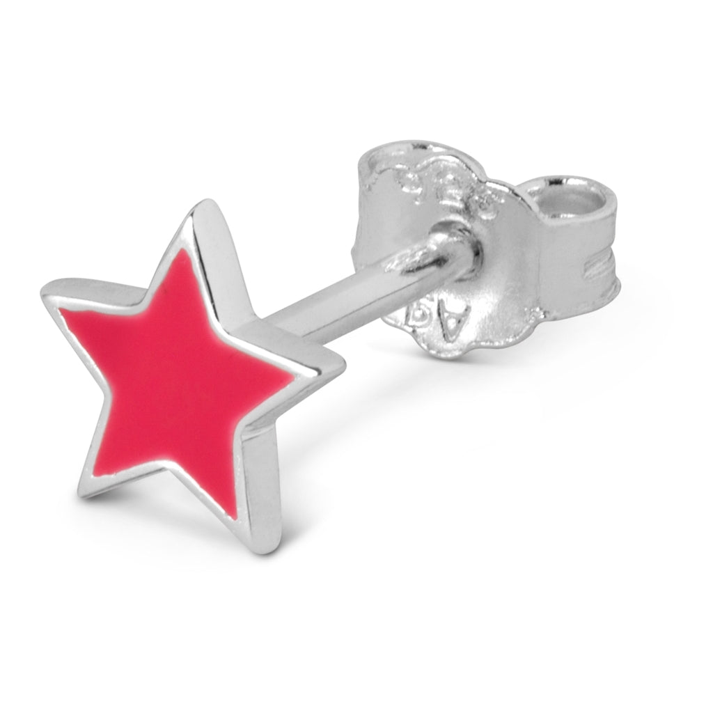 LULU Copenhagen Color Star ørering 1 stk sølv Ear stud, 1 pcs Pink