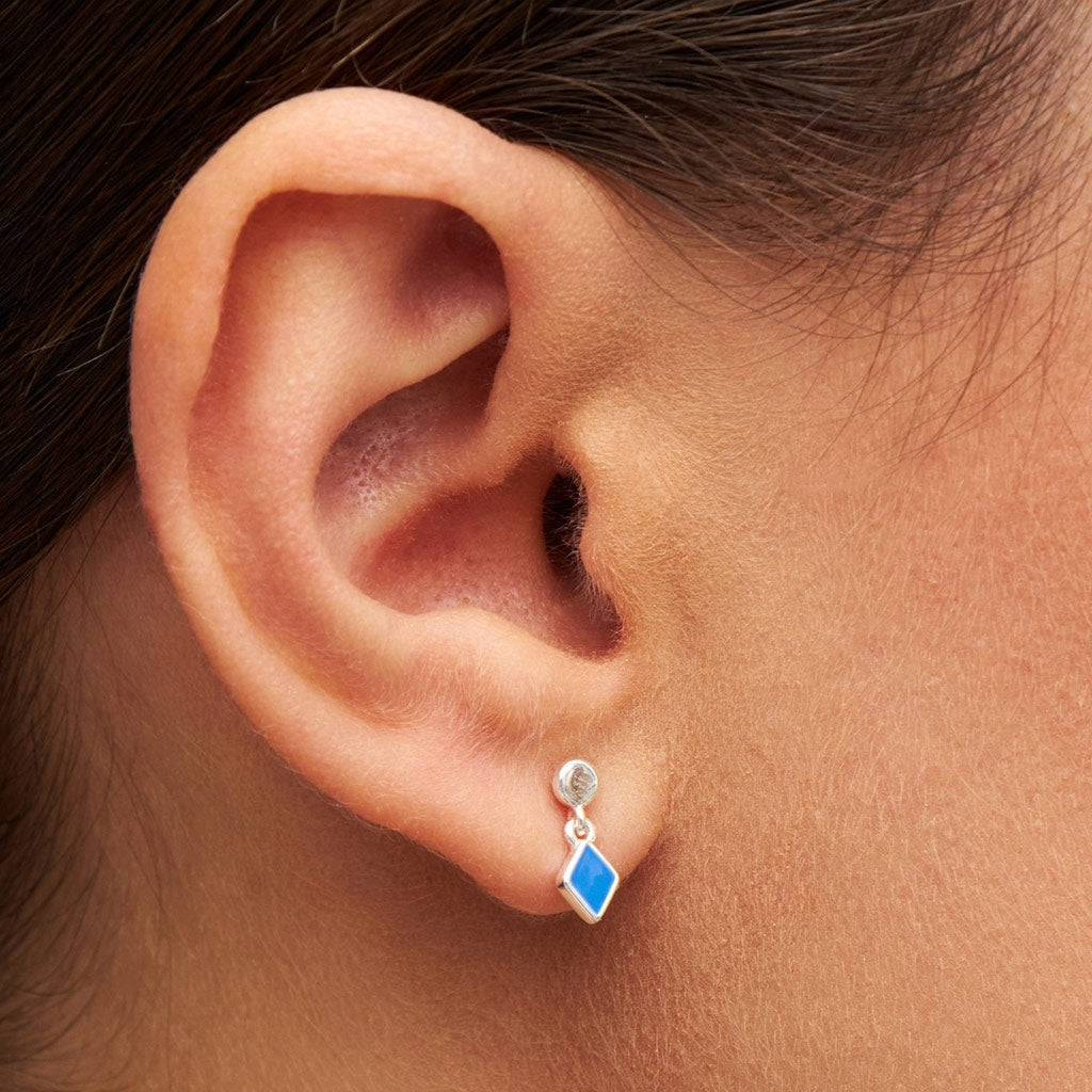 LULU Copenhagen Confetti Dangling ørering 1 stk forsølvet Ear stud, 1 pcs Blå