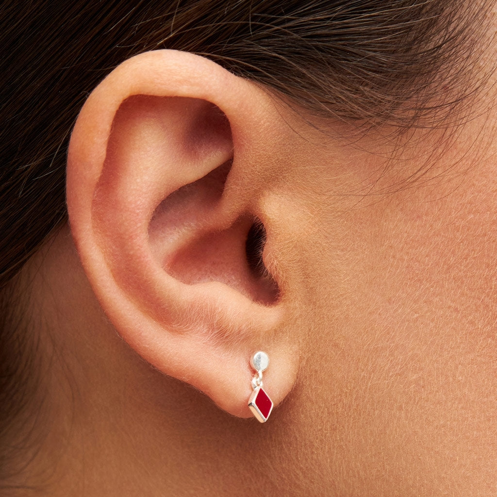 LULU Copenhagen Confetti Dangling ørering 1 stk forsølvet Ear stud, 1 pcs Passion Red