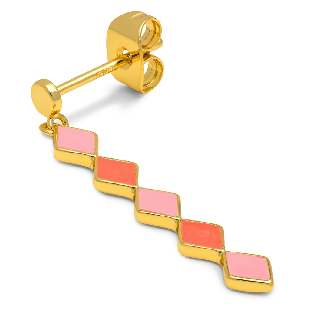 LULU Copenhagen Confetti Long ørering 1 stk forgyldt Ear stud, 1 pcs Orange Coral - Light Pink