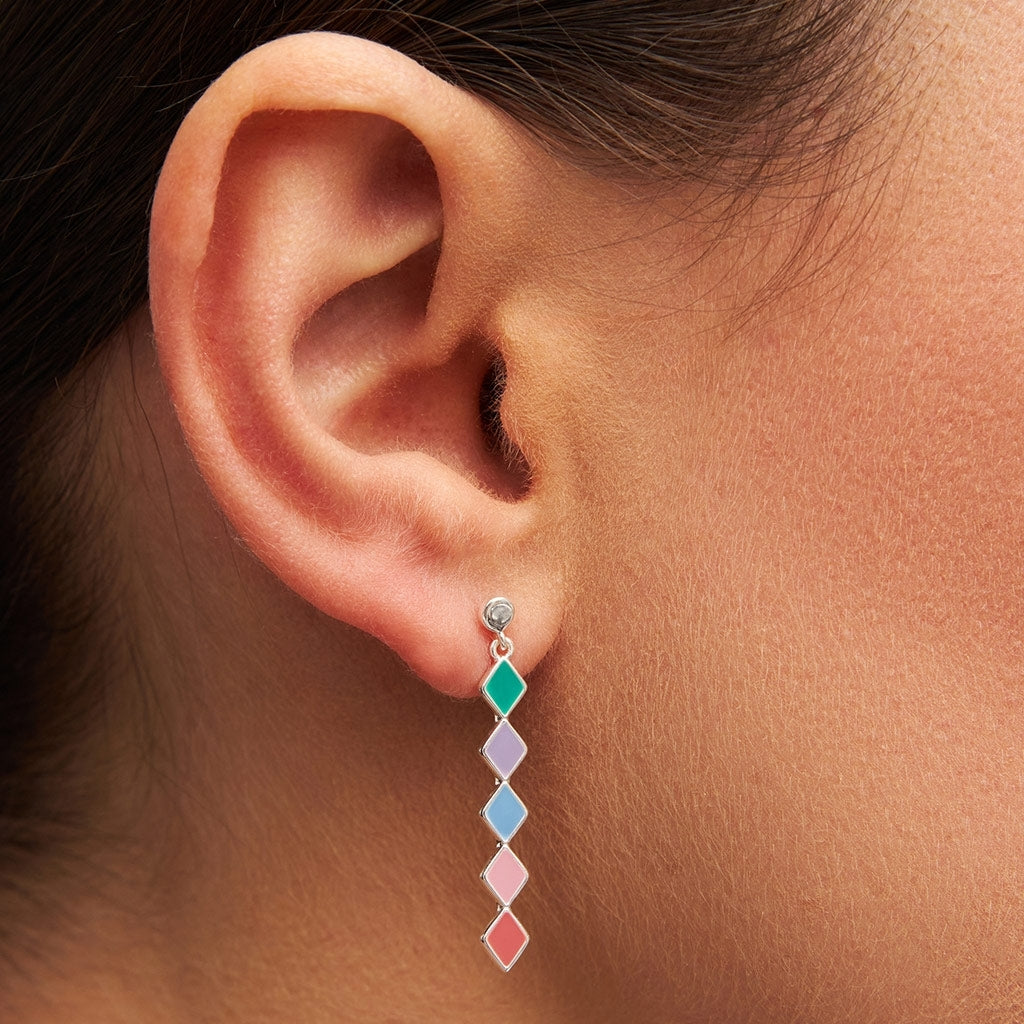 LULU Copenhagen Confetti Long ørering 1 stk forsølvet Ear stud, 1 pcs Multifarvet