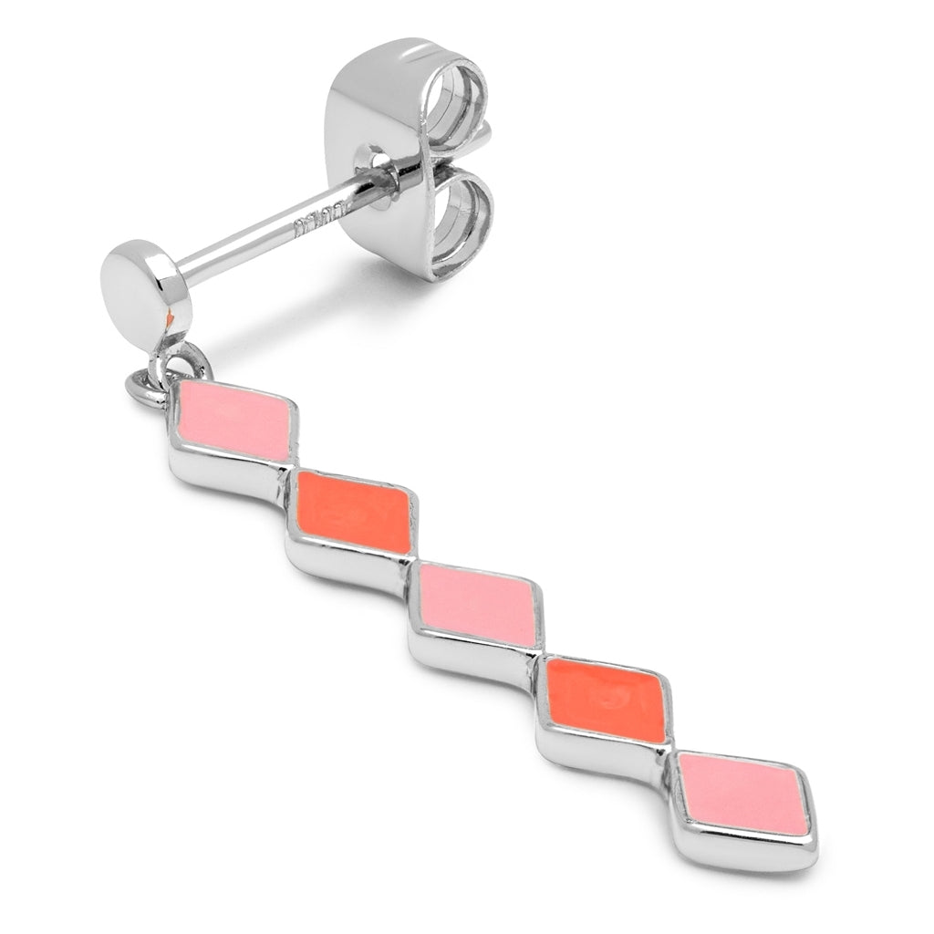 LULU Copenhagen Confetti Long ørering 1 stk forsølvet Ear stud, 1 pcs Orange Coral - Light Pink