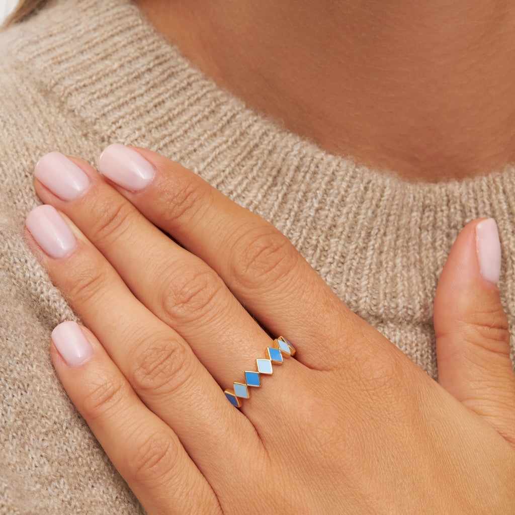LULU Copenhagen Confetti Ring forgyldt Rings Blå