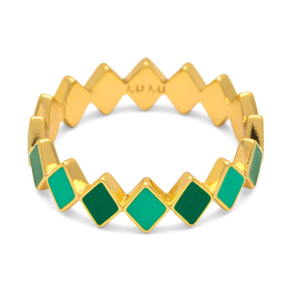 LULU Copenhagen Confetti Ring forgyldt Rings Grøn