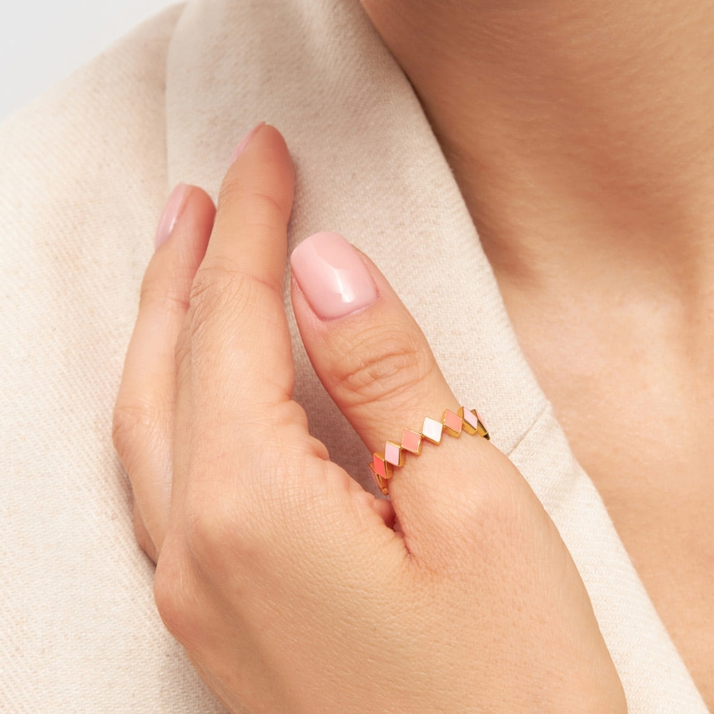 LULU Copenhagen Confetti Ring forgyldt Rings Pink