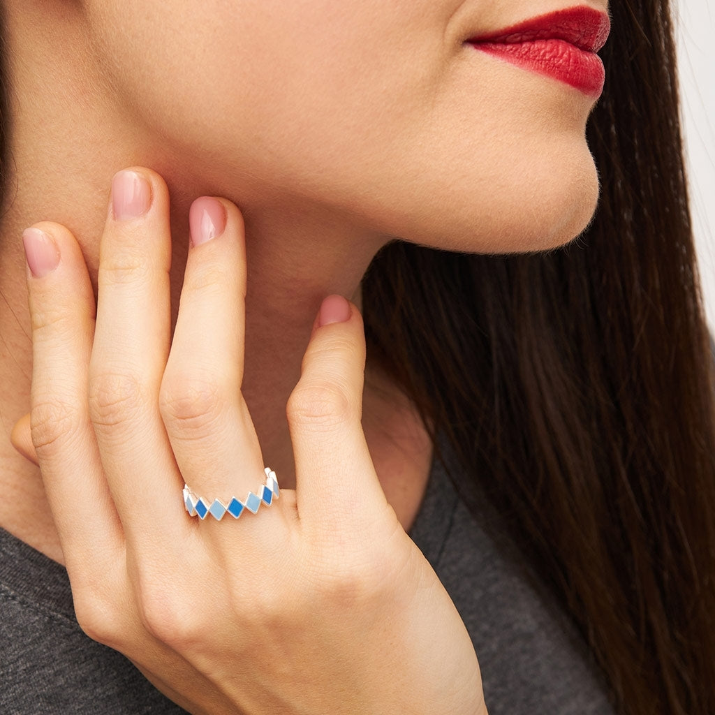 LULU Copenhagen Confetti Ring Sølv Rings Blå