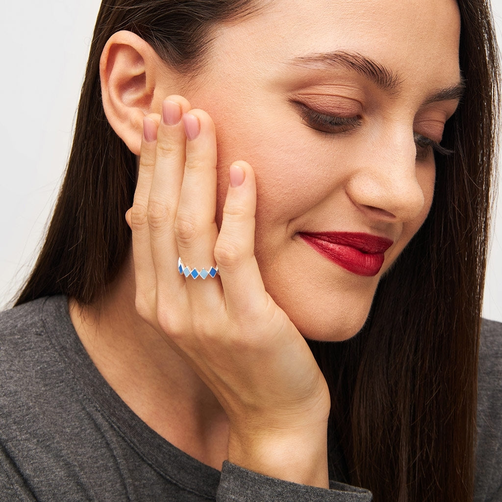 LULU Copenhagen Confetti Ring Sølv Rings Blå